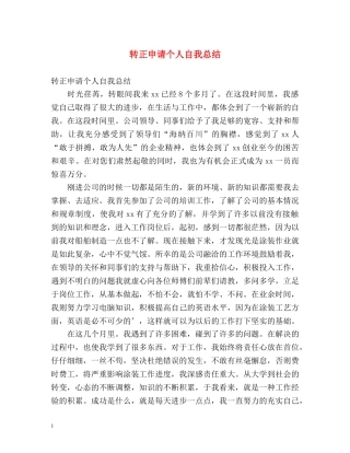 转正申请个人自我总结 