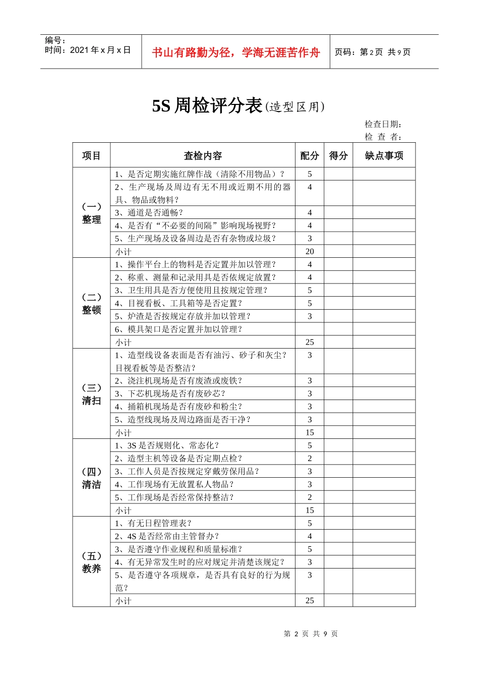 5S检查评分表_第2页