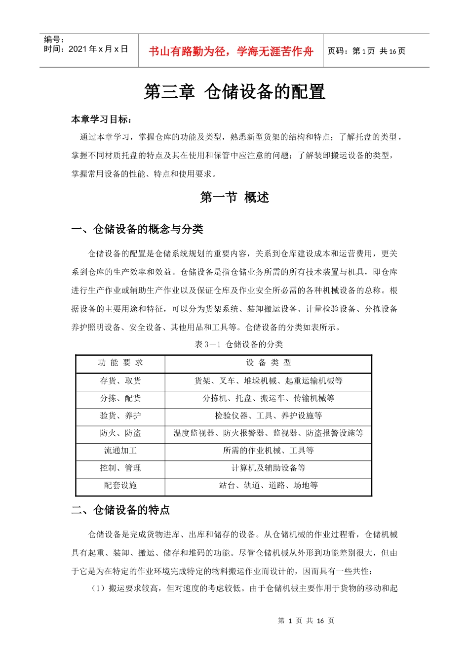 第三章仓库生产设备配置_第1页