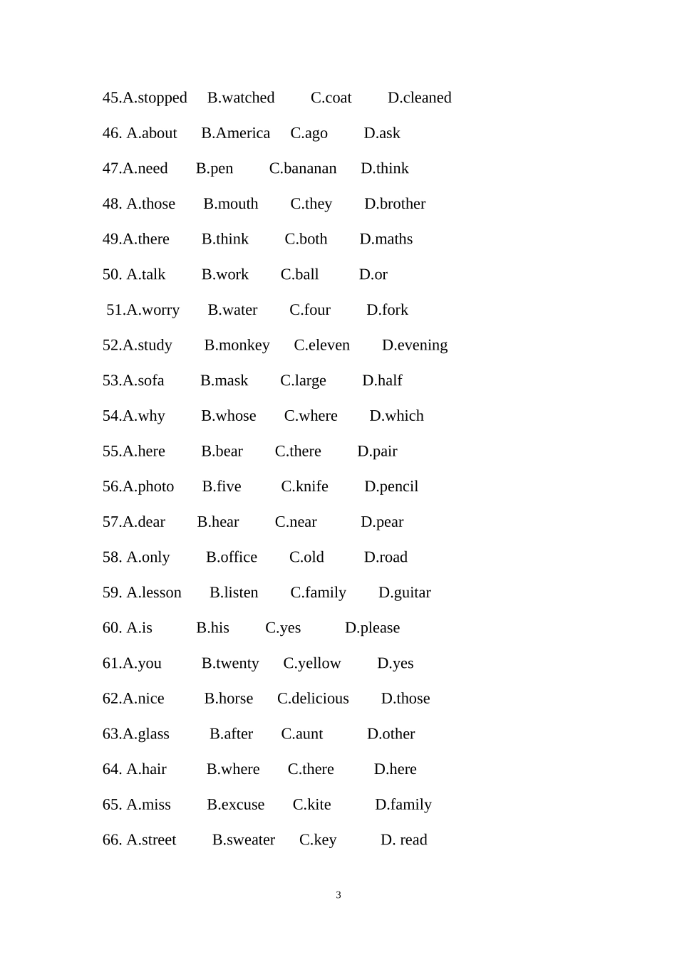 小学语音练习题_第3页