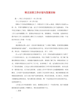 转正后的工作计划与发展目标 