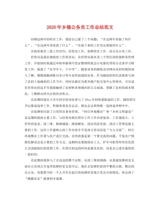 2020年乡镇公务员工作总结范文 