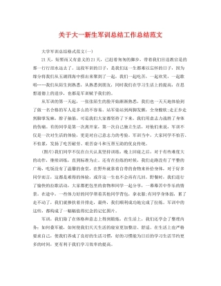 关于大一新生军训总结工作总结范文 