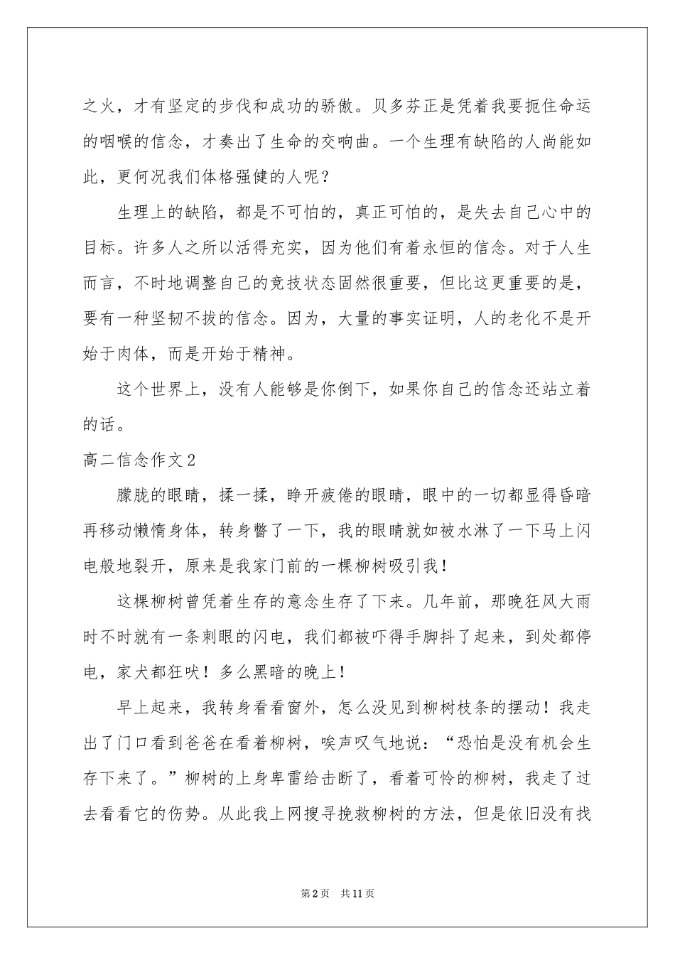 高二信念作文_第2页