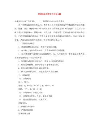 足球协会年度工作计划4篇 