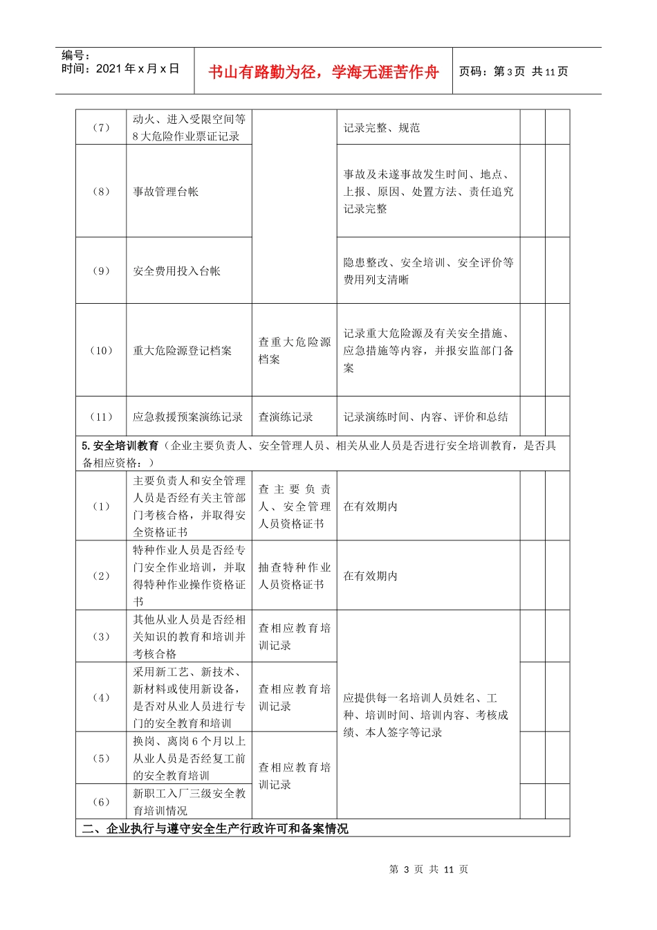 XXXX安全生产检查记录表_第3页
