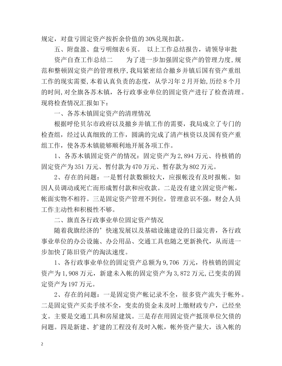 资产自查工作总结参考 _第2页
