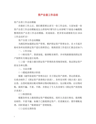 资产自查工作总结 