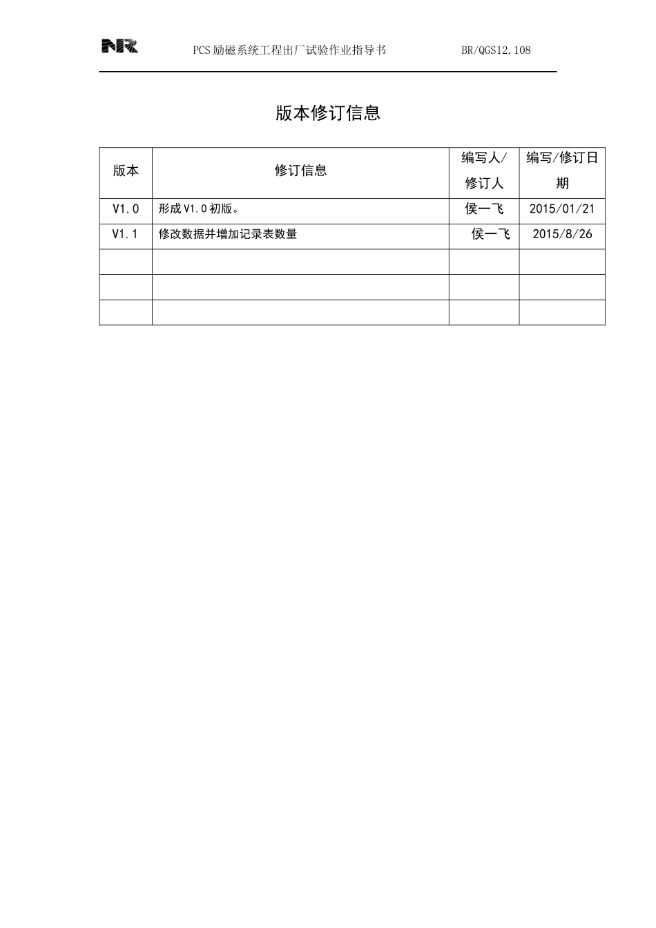 QGS12108《PCS励磁系统工程出厂试验作业指导书》_第3页