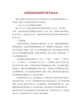 县投资促进局招商引资年度总结 