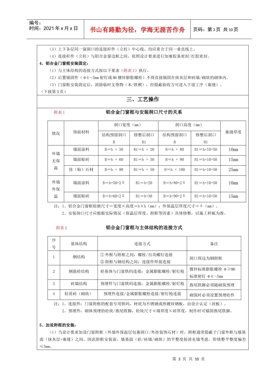 铝合金门窗安装工艺标准(征询意见稿)09417_第3页