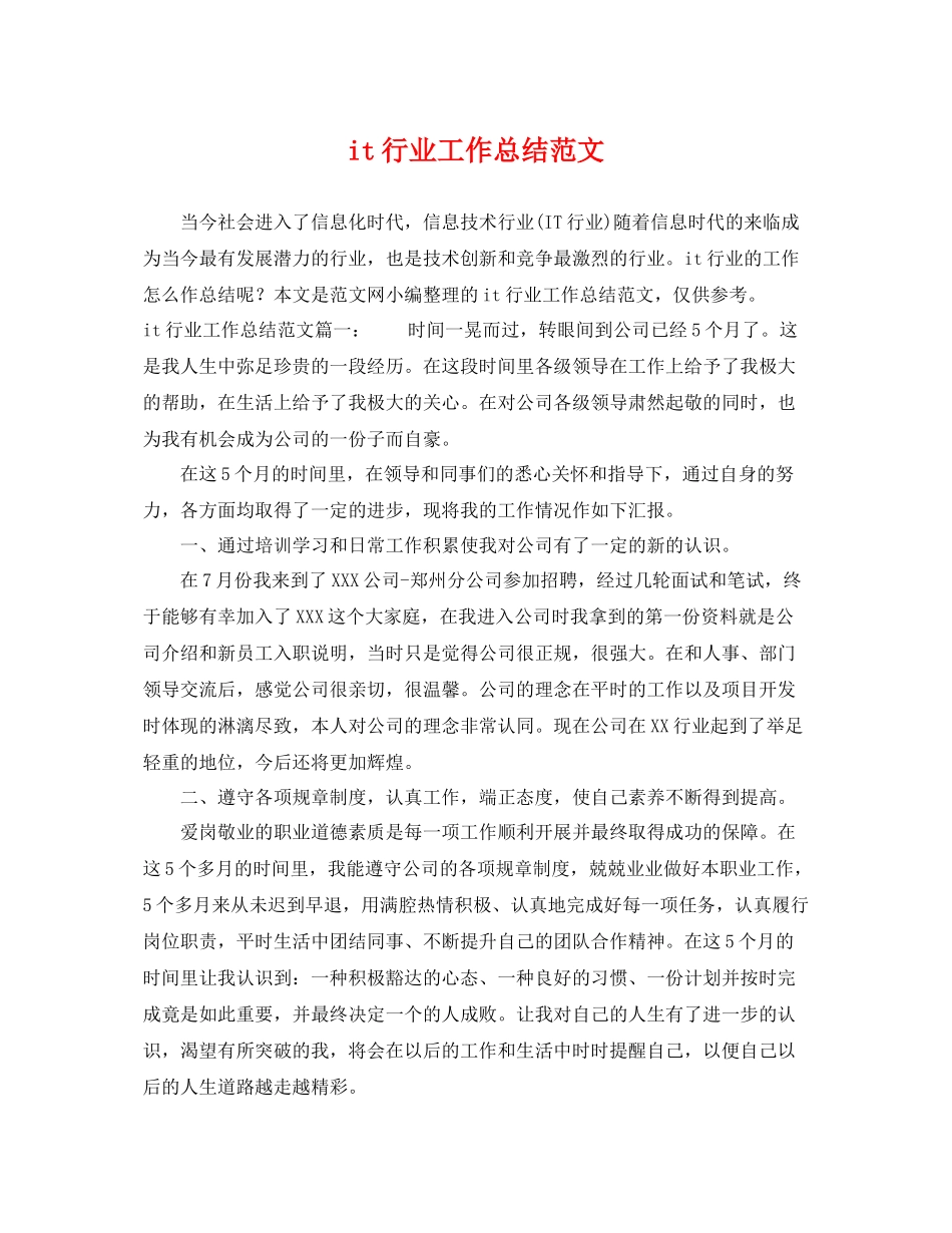 it行业工作总结范文 _第1页