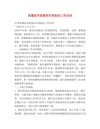 质量技术监督局行政执法工作总结 