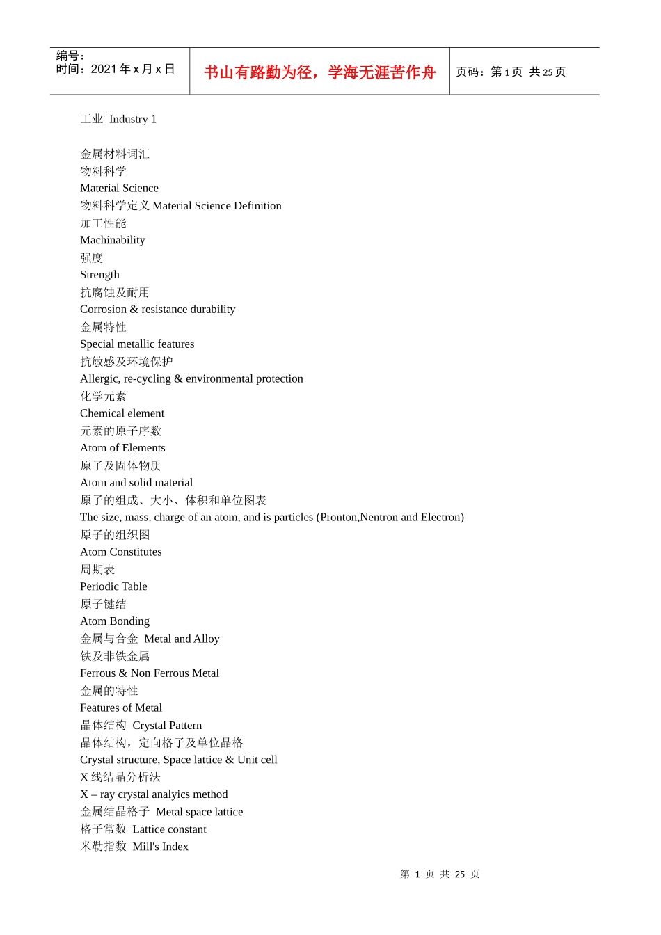 工业金属材料词汇_第1页
