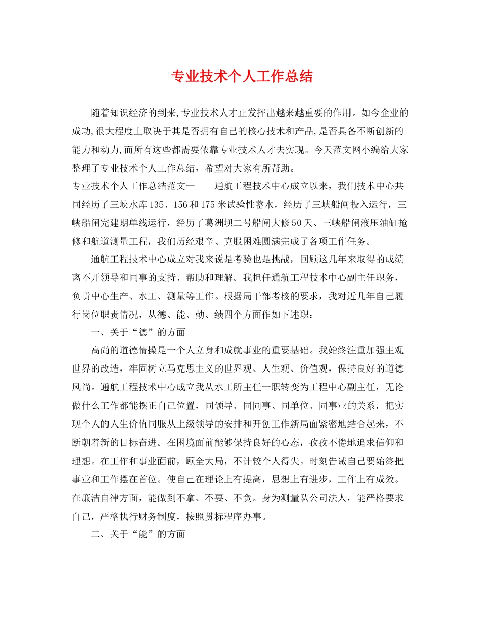 专业技术个人工作总结 _第1页
