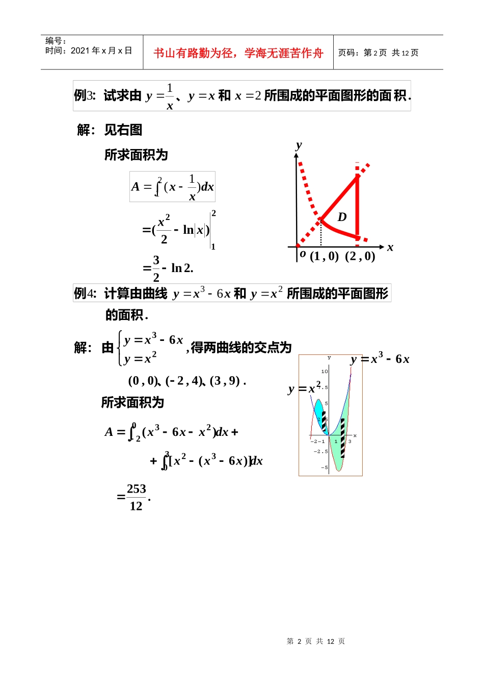 湖北汽车工业学院专升本习题解答(定积分的应用)_第2页