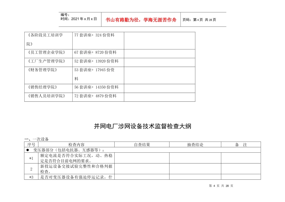 并网电厂涉网设备技术监督检查纲要_第2页