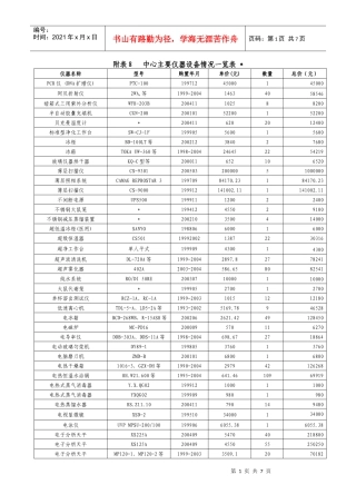 附表8 中心主要仪器设备情况一览表