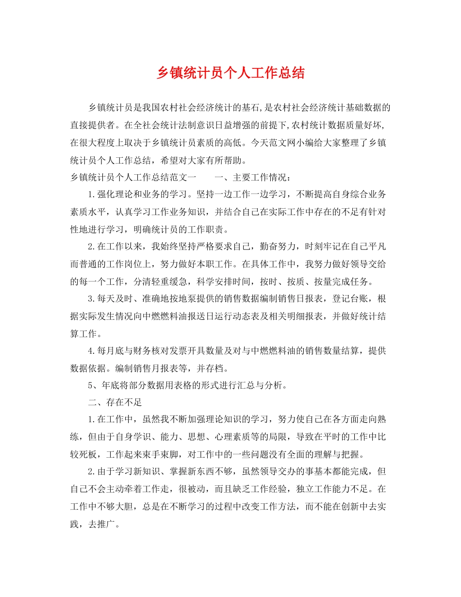 乡镇统计员个人工作总结 _第1页