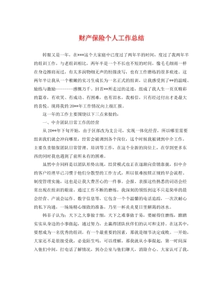 财产保险个人工作总结 