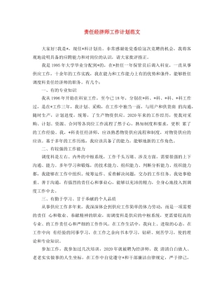 责任经济师工作计划范文 