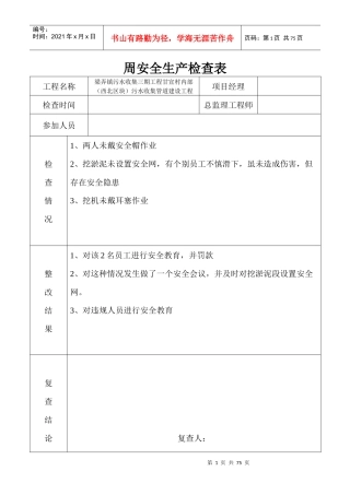 周安全生产检查表
