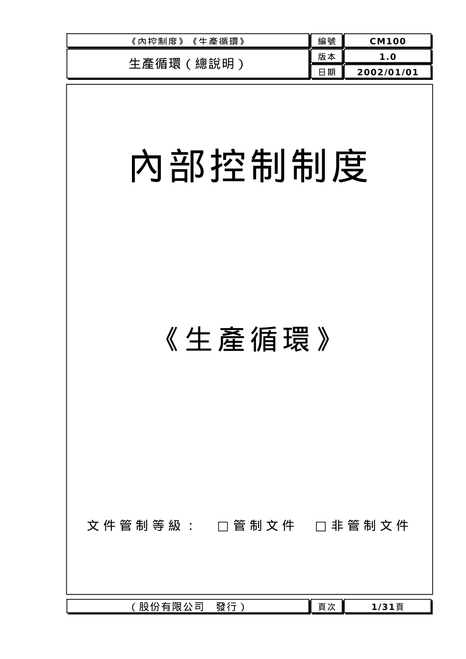 內部控制制度之生产循环_第1页