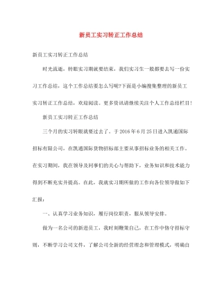 新员工实习转正工作总结 