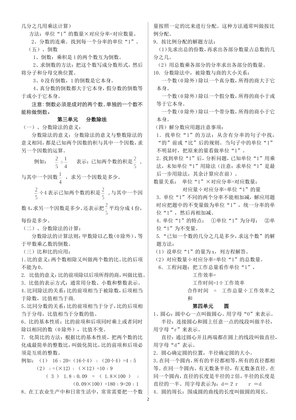 小六数学知识点归纳_第2页