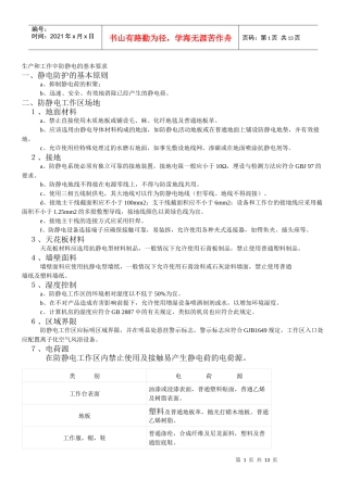 生产和工作中防静电的基本要求