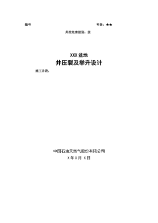 水平井分段压裂工艺设计模版(