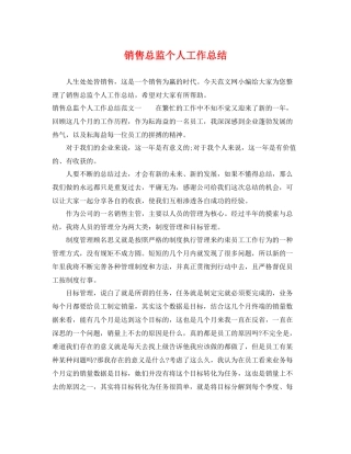 销售总监个人工作总结 