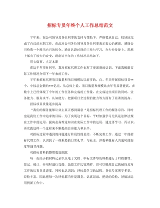 招标专员年终个人工作总结范文 