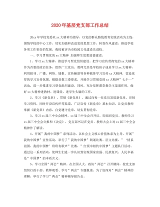 2020年基层党支部工作总结 