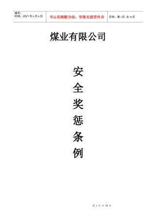煤矿安全生产管理奖惩实施细则