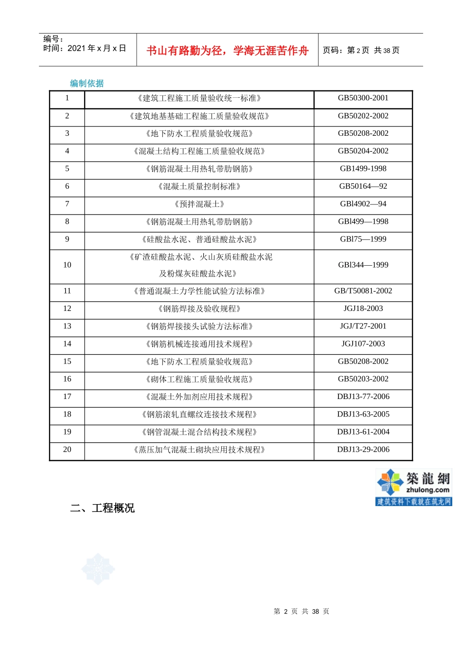 [江苏]大学学生公寓检验批划分施工方案_secret_第2页