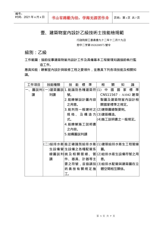 建筑物室内设计乙级技术士技能检规范