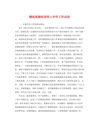 精选高级经济师上半年工作总结 