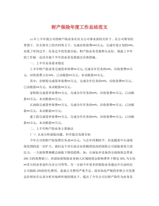财产保险年度工作总结范文 