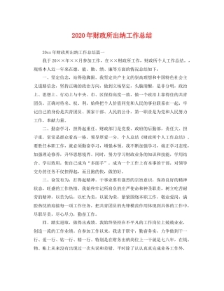 2020年财政所出纳工作总结 