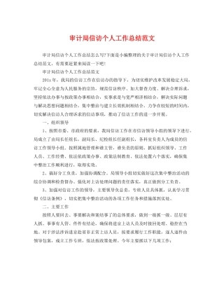 审计局信访个人工作总结范文 