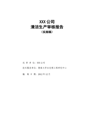 西药制药企业清洁生产审核报告
