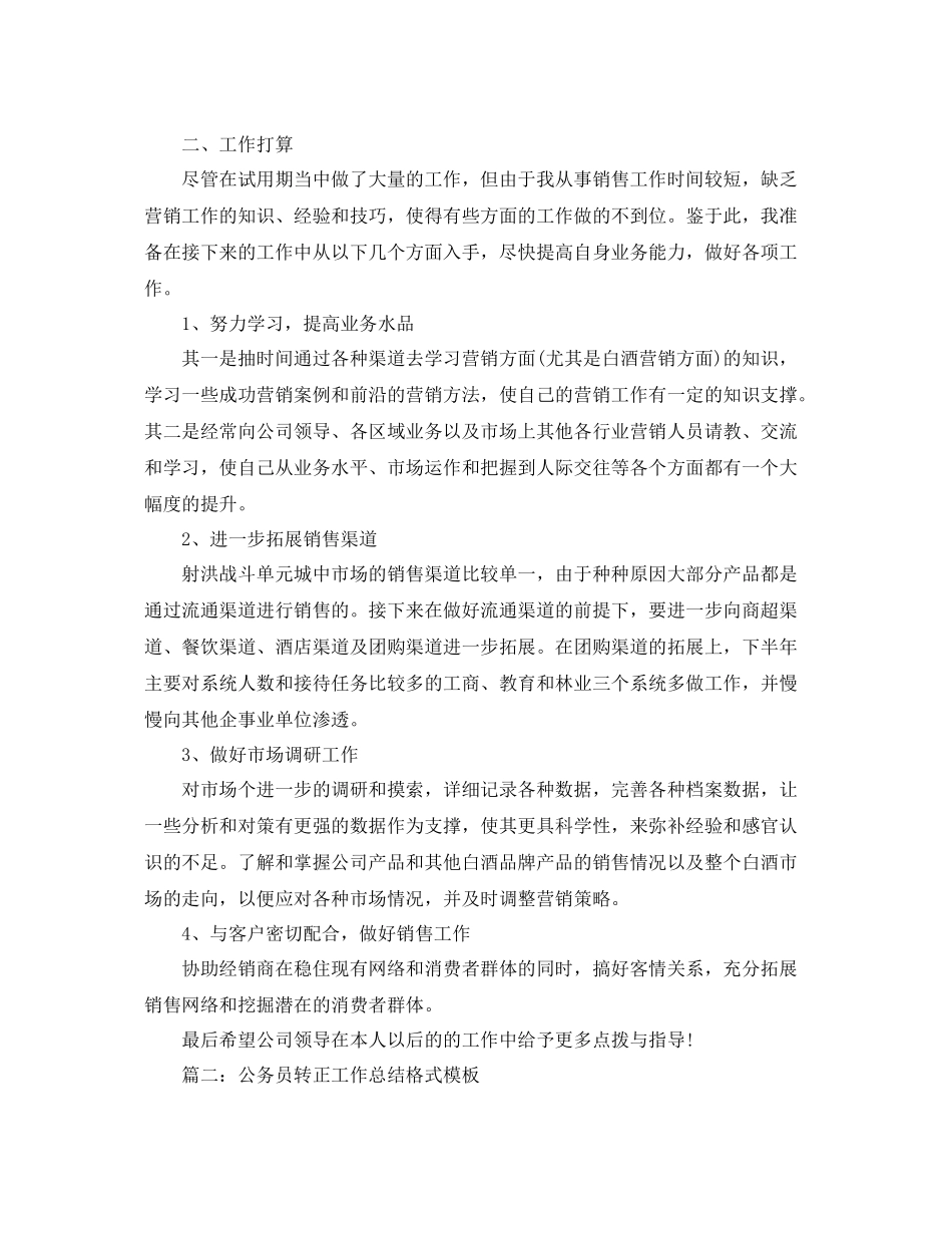 转正工作总结格式模板 _第3页