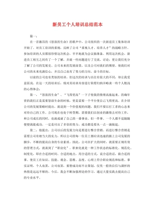 新员工个人培训总结范本 