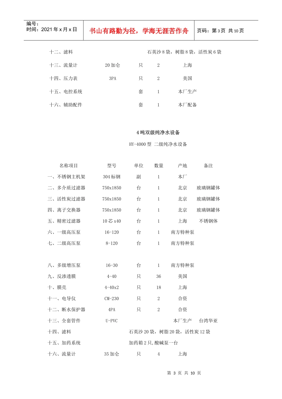 6吨单级纯净水设备说明_第3页