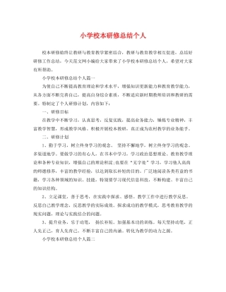 小学校本研修总结个人 