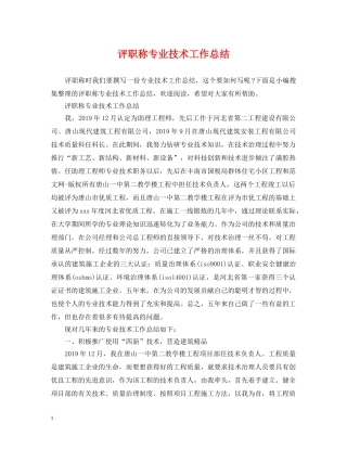 评职称专业技术工作总结 
