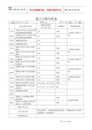 施工日报及进度计划(6月)