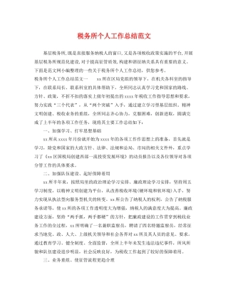 税务所个人工作总结范文 