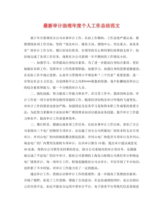 最新审计助理年度个人工作总结范文 